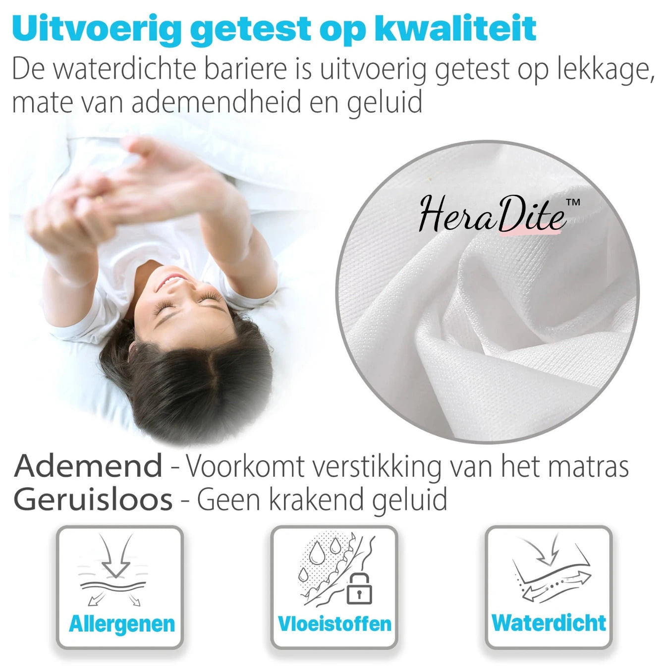 1x Waterdichte Matrasbeschermer - Premium Badstof Matrashoes, Ademend, Rondom Elastisch